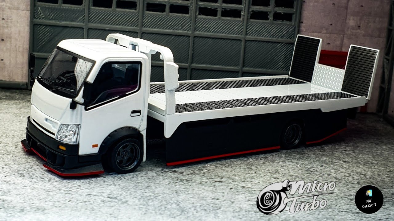 Hino 300 Custom Tow Truck Flatbed White by Micro Turbo | UNBOXING and REVIEW
