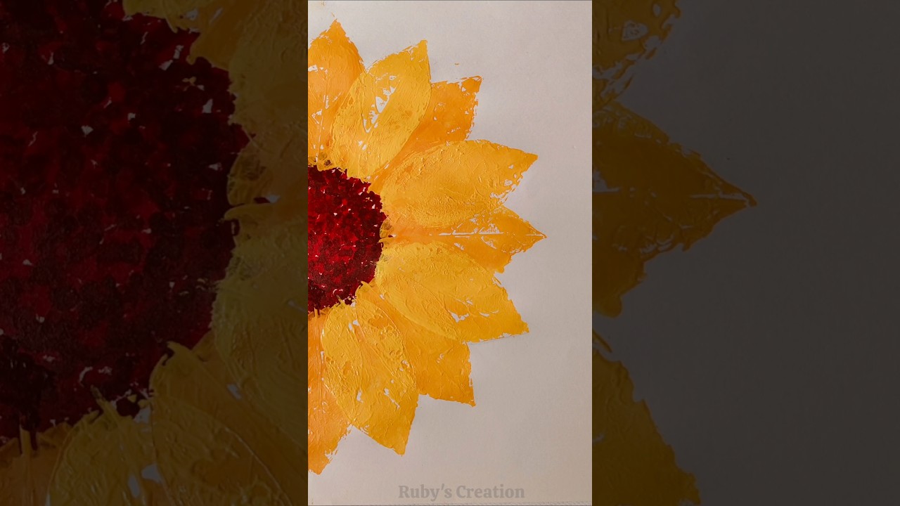 Leaf Print Sunflower 🌻 | Easy & Satisfying Painting Hack #painting #shorts