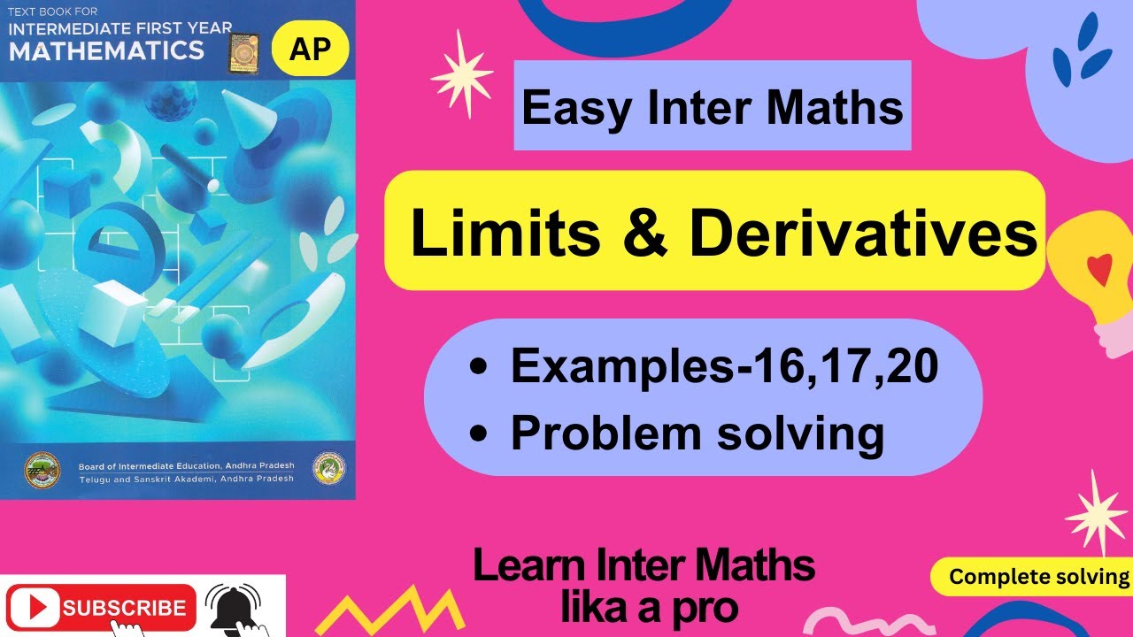Limits and Derivatives- Examples-16,17&20    Prob solv,Ch-12, 1st Year Inter Maths  @EasyInterMaths