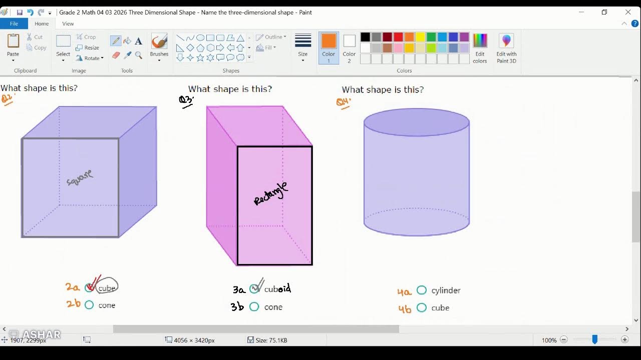 Math, Grade 2, March 04, Three Dimensional Shape