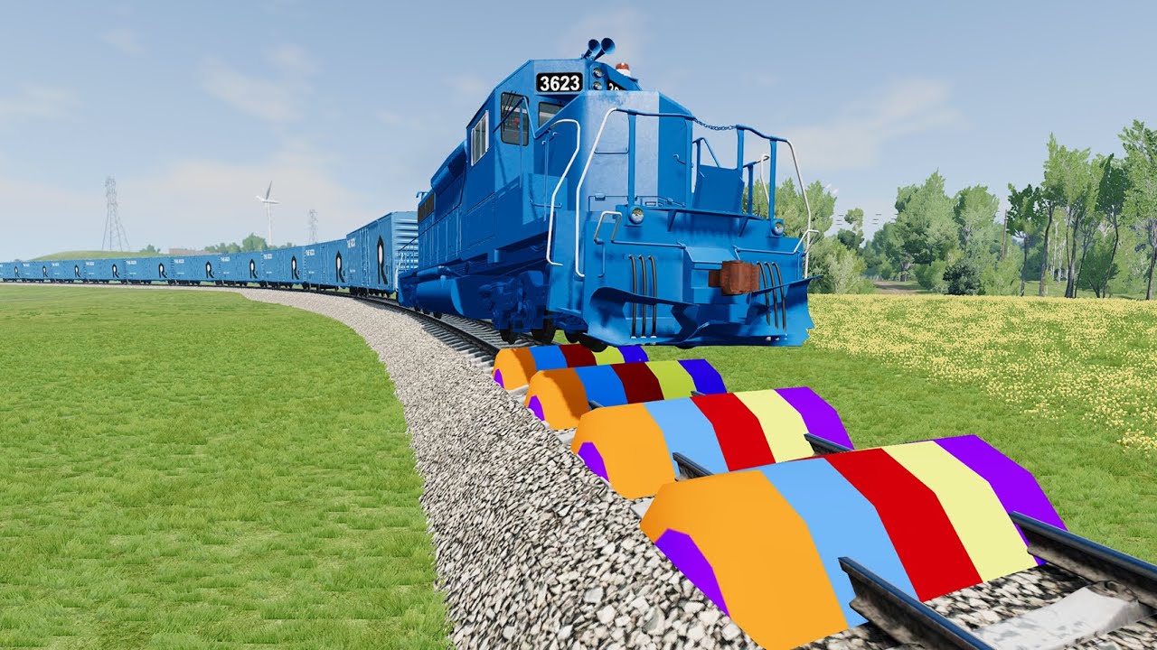 Trains Vs Speed Bumps #19 - Beamng.Drive