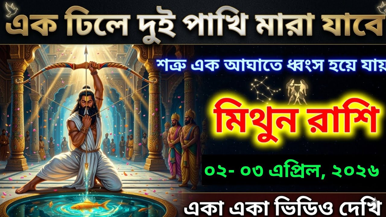 মিথুন রাশি,১৪-১৬ মার্চ, ২০২৬ এক ঢিলে দুই পাখি মারা যাবে শত্রু এক আঘাতে ধ্বংস হয়ে যায়।