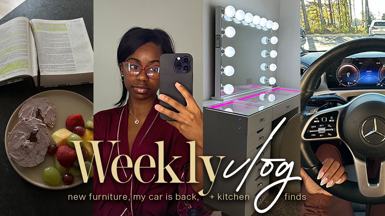 weekly vlog | i got my car back + new furniture + kitchen finds!