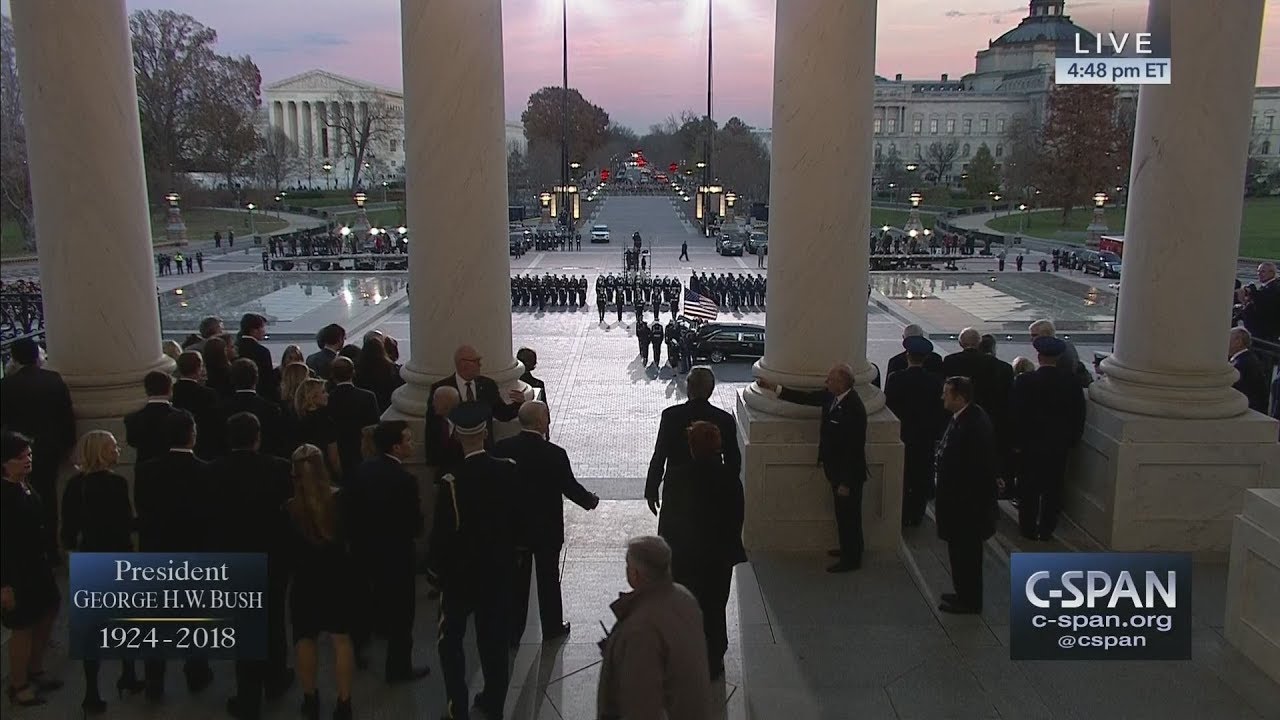 President George H.W. Bush’s casket arrives at the U.S. Capitol (C-SPAN)