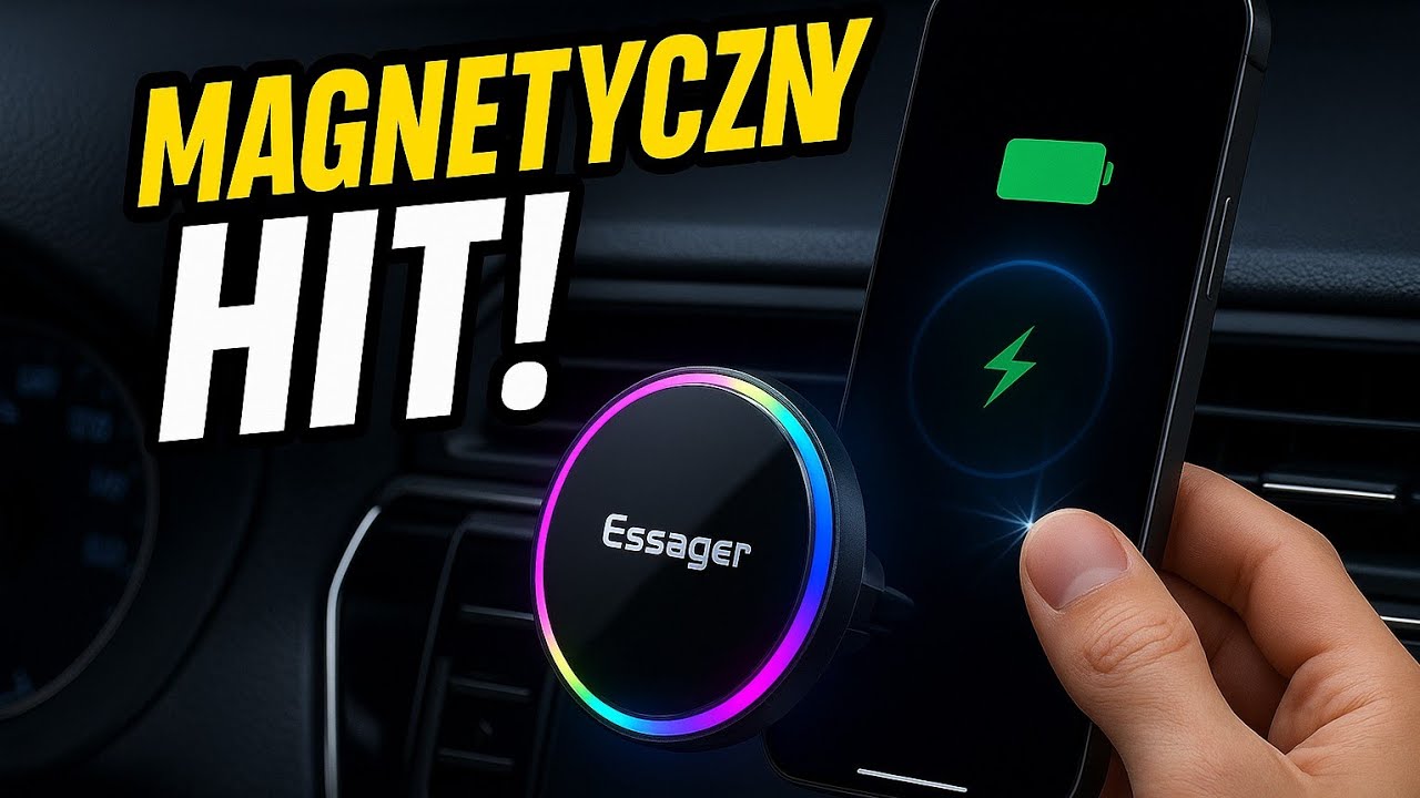 Samochodowy uchwyt magnetyczny Essager z ładowarką indukcyjną oraz podświetlaniem RGB led