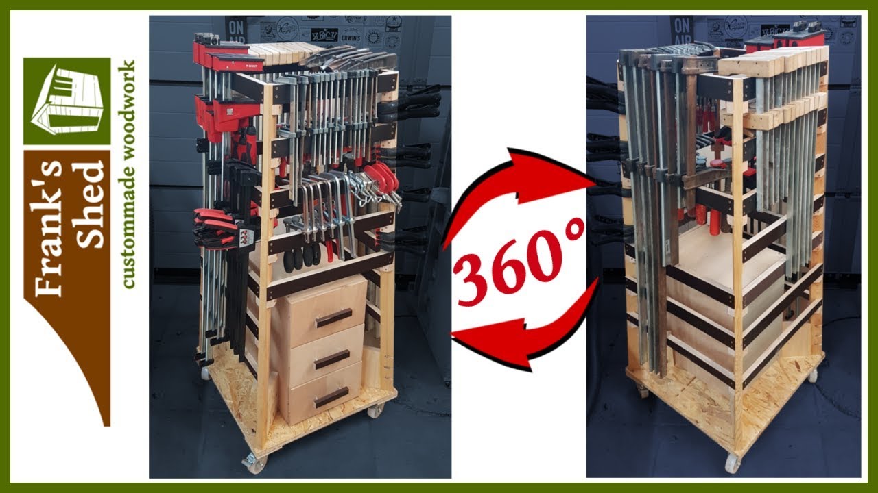 Mobile 360° Schraubzwingen Halterung / Regal selber bauen | Werkstatt Tour 2017 | 🔥 Franks Shed 🔥