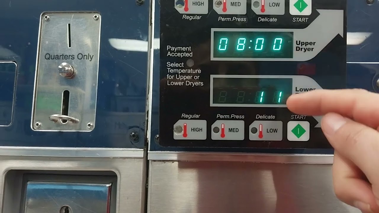 Dexter dryer,how to change the time per 25 cents
