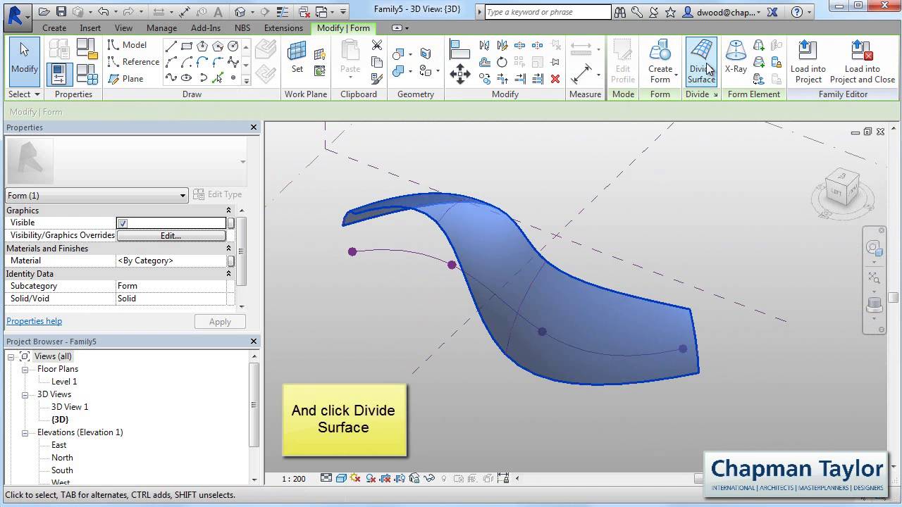Making a curved mass surface in Revit