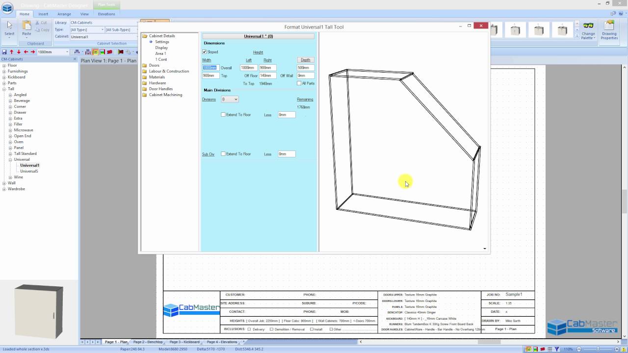 Creating a Sloped Cabinet in CabMaster