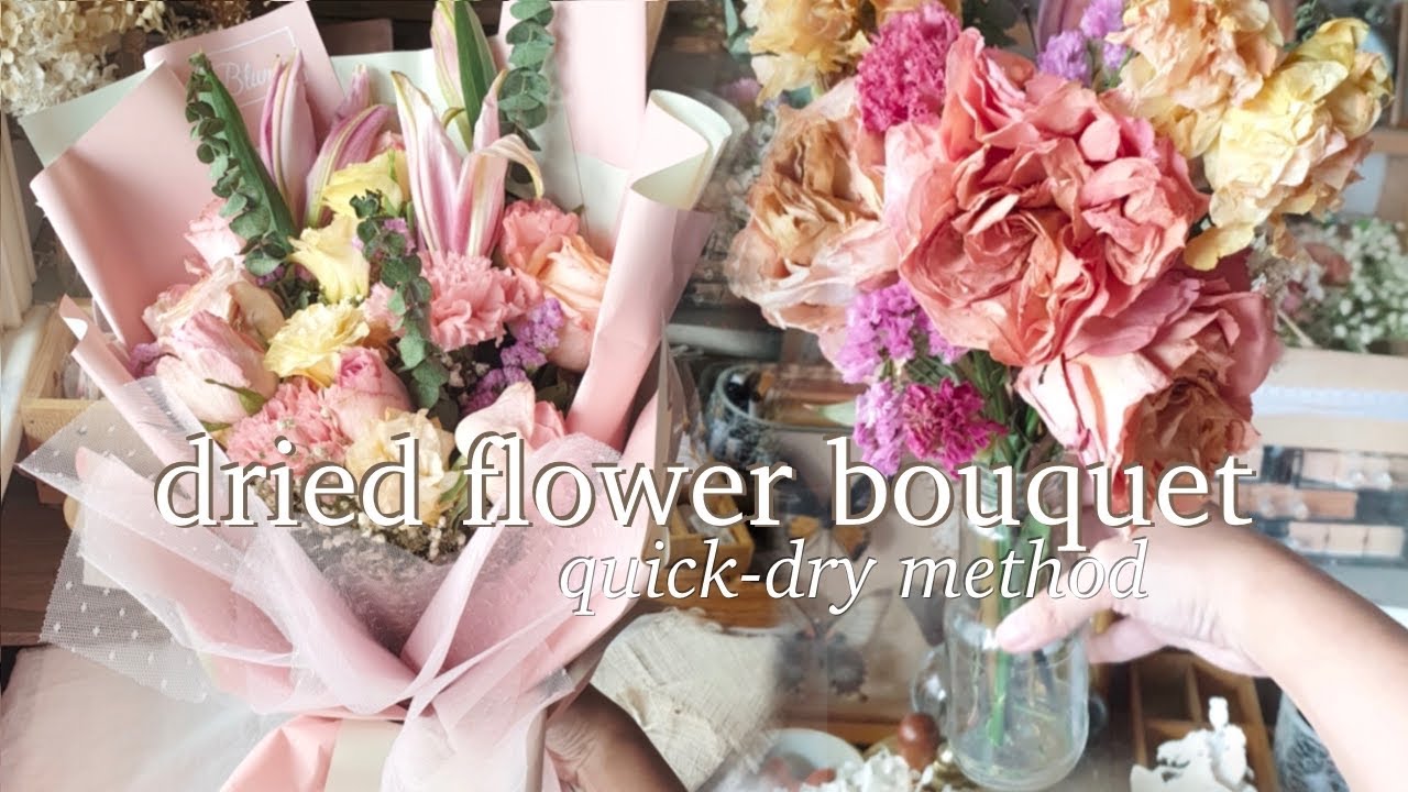 how to dry a bouquet of flowers • the fastest way + keep colors too! [craft vlog tutorial]