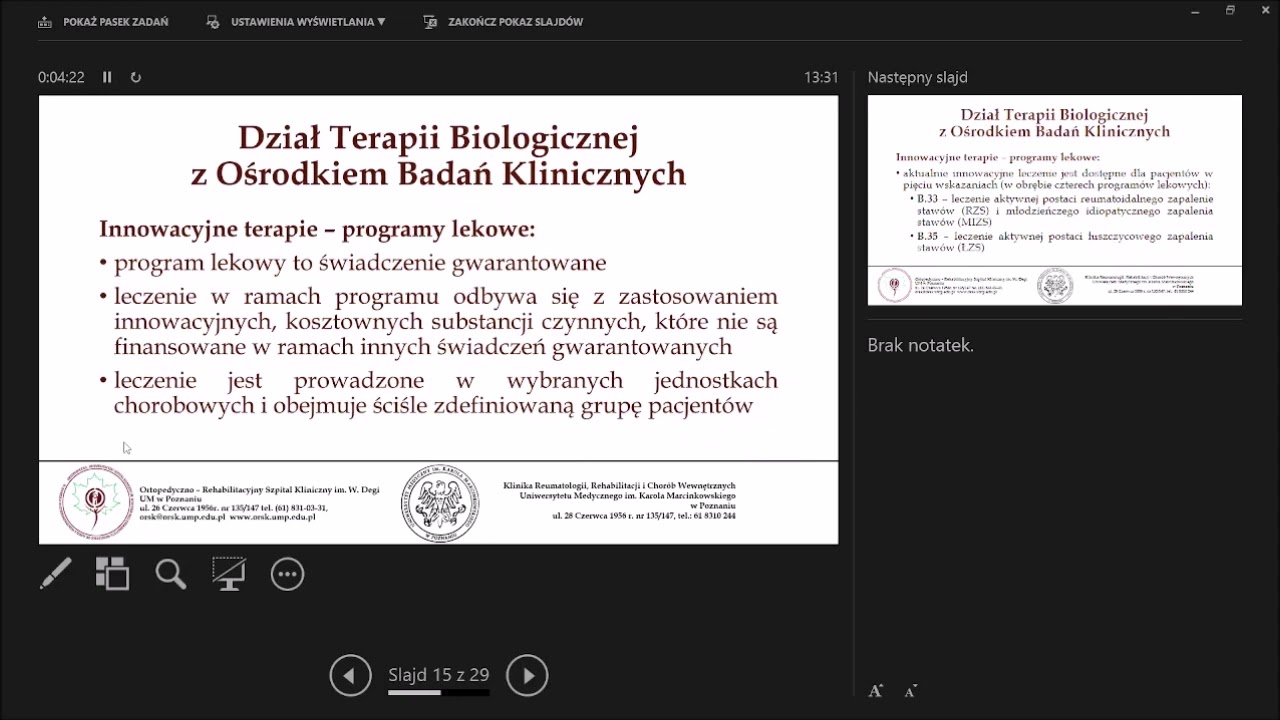 Dział Terapii Biologicznej z Ośrodkiem Badań Klinicznych–nowoczesne terapie w Wielk.–programy lekowe