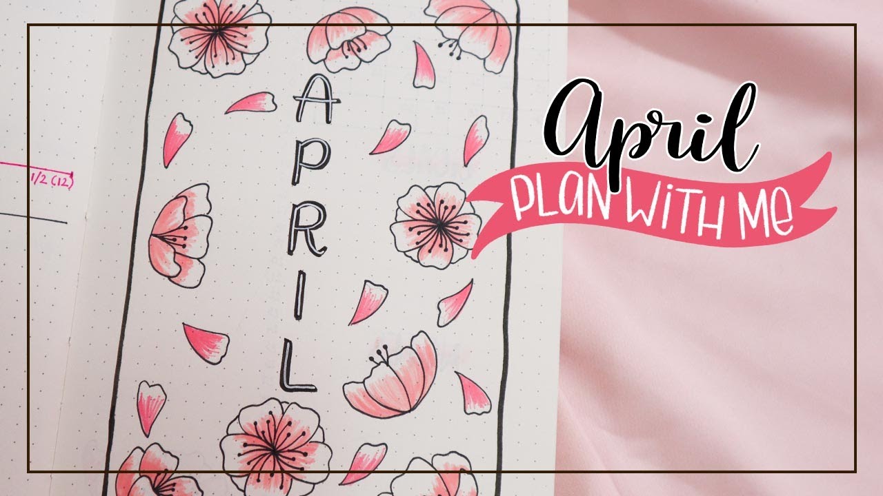 PLAN WITH ME - April 2021 Bullet Journal Setup | Pink Cherry Blossom Theme