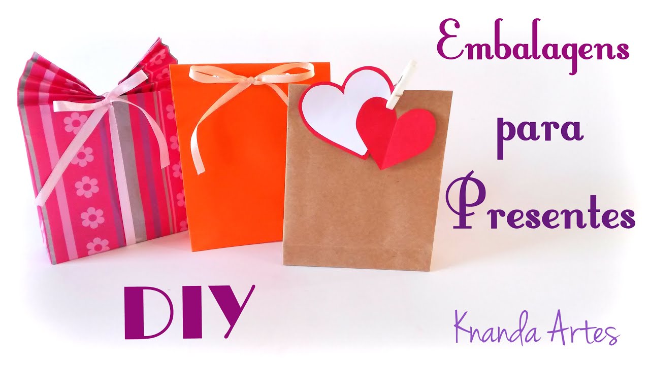 Como fazer Embalagem para Presente - Saquinho de Papel  - DIY Gift Wrapping