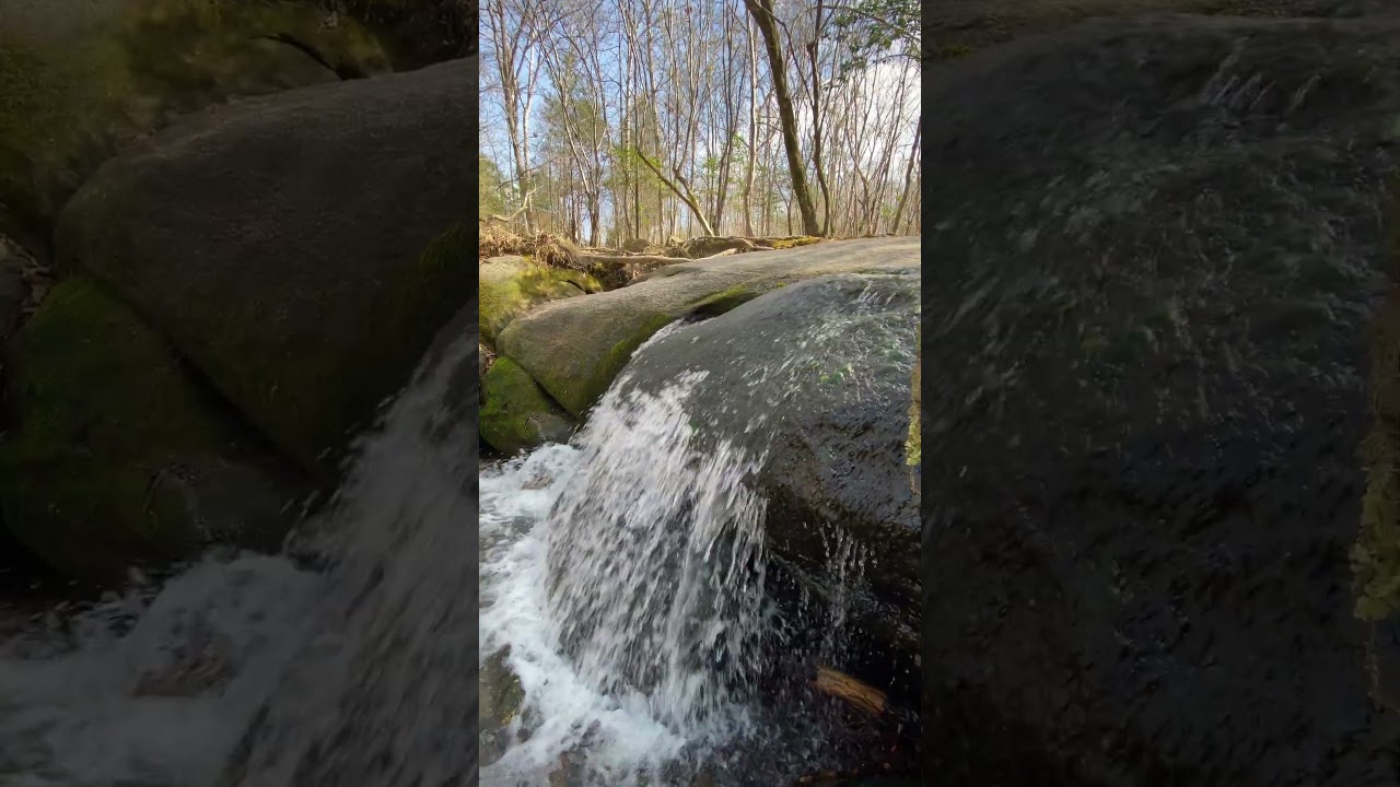 Larger waterfall at Mill Bridge Nature Park in Rolesville NC on a warm March day.