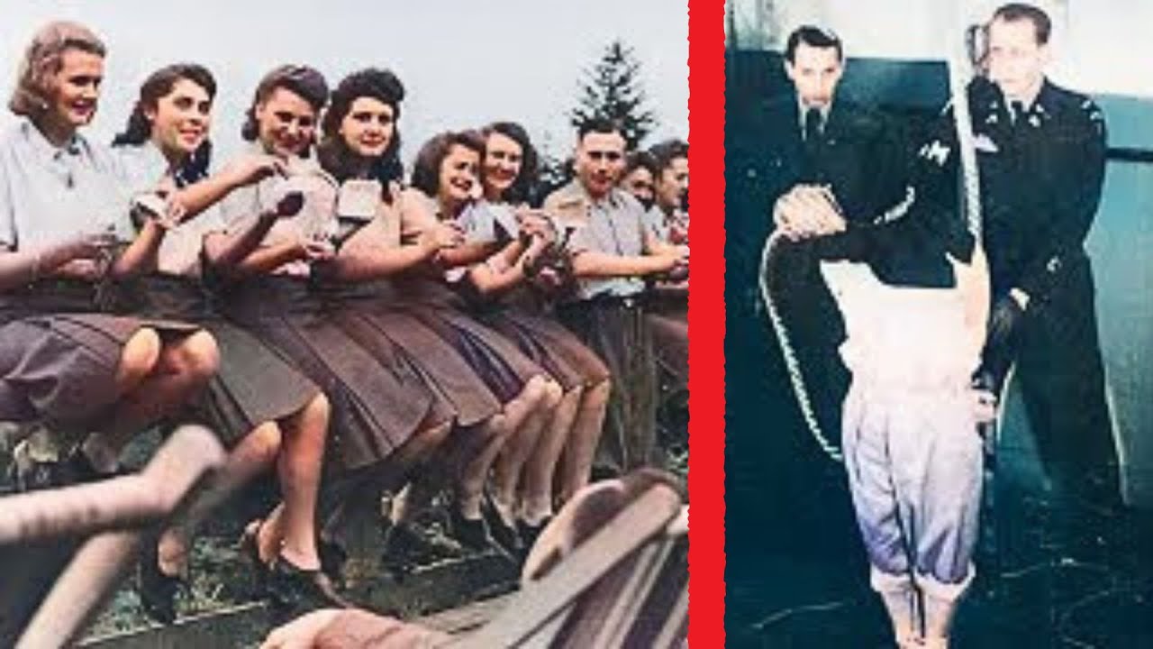 Brutalna masowa egzekucja: Strażniczki obozu koncentracyjnego Helmbrechts (Flossenb&uuml;rg) stają prz...