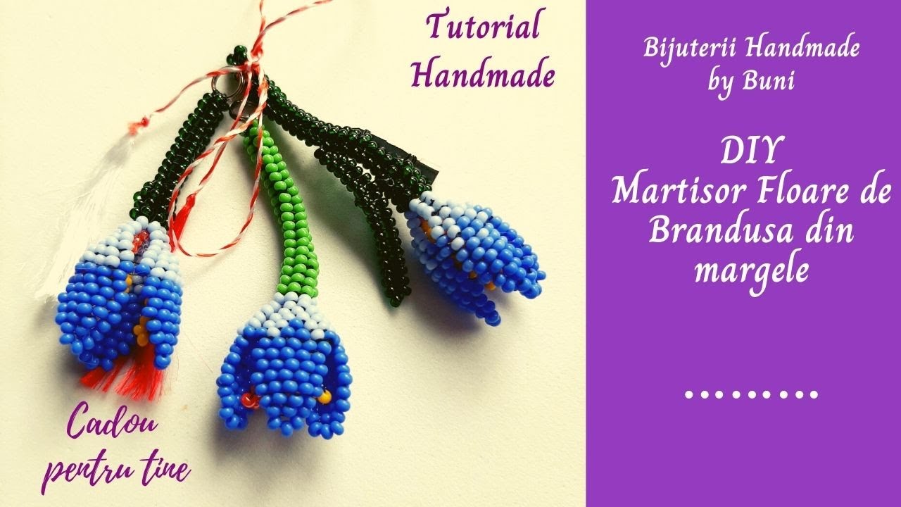 DIY Martisor Floare de Brandusa din margele /Beaded crocus brooch