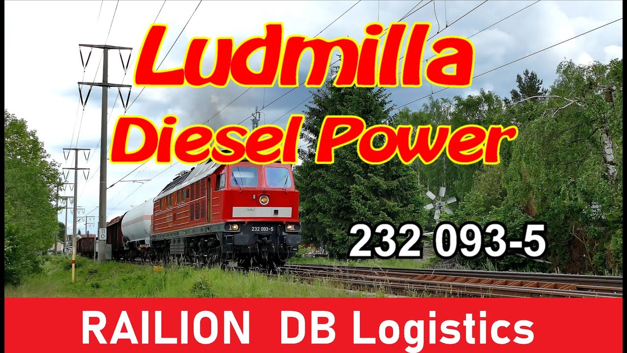 Acceleration of Ludmilla class 232 093-5 Diesel Power RAILION DB Locistics with long freight train