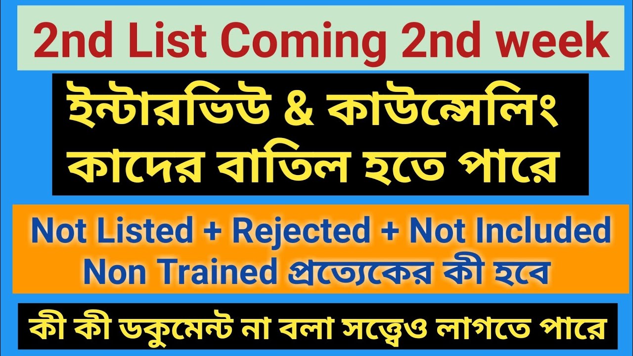 Upper Primary Interview Update💥2nd লিস্ট বেরোবে 💥Not Included Rejected Non Listed Non Trained কী হবে