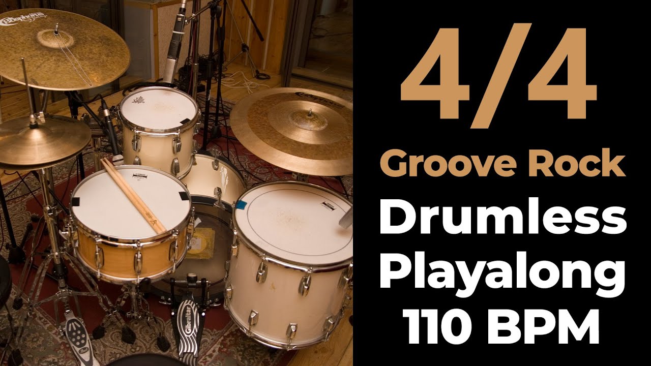 4/4 Groove Rock Drumless Playalong (110bpm)