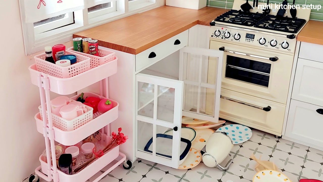 kitchen set cooking se t 💛 Mini kitchen furniture set 🩷 mini kitchen cooking