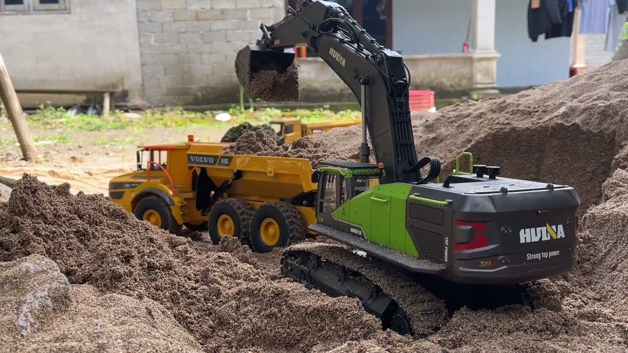 Best Action Rc Excavator, Bulldozer Huina & Truck Volvo e591 || Miniatur Construction