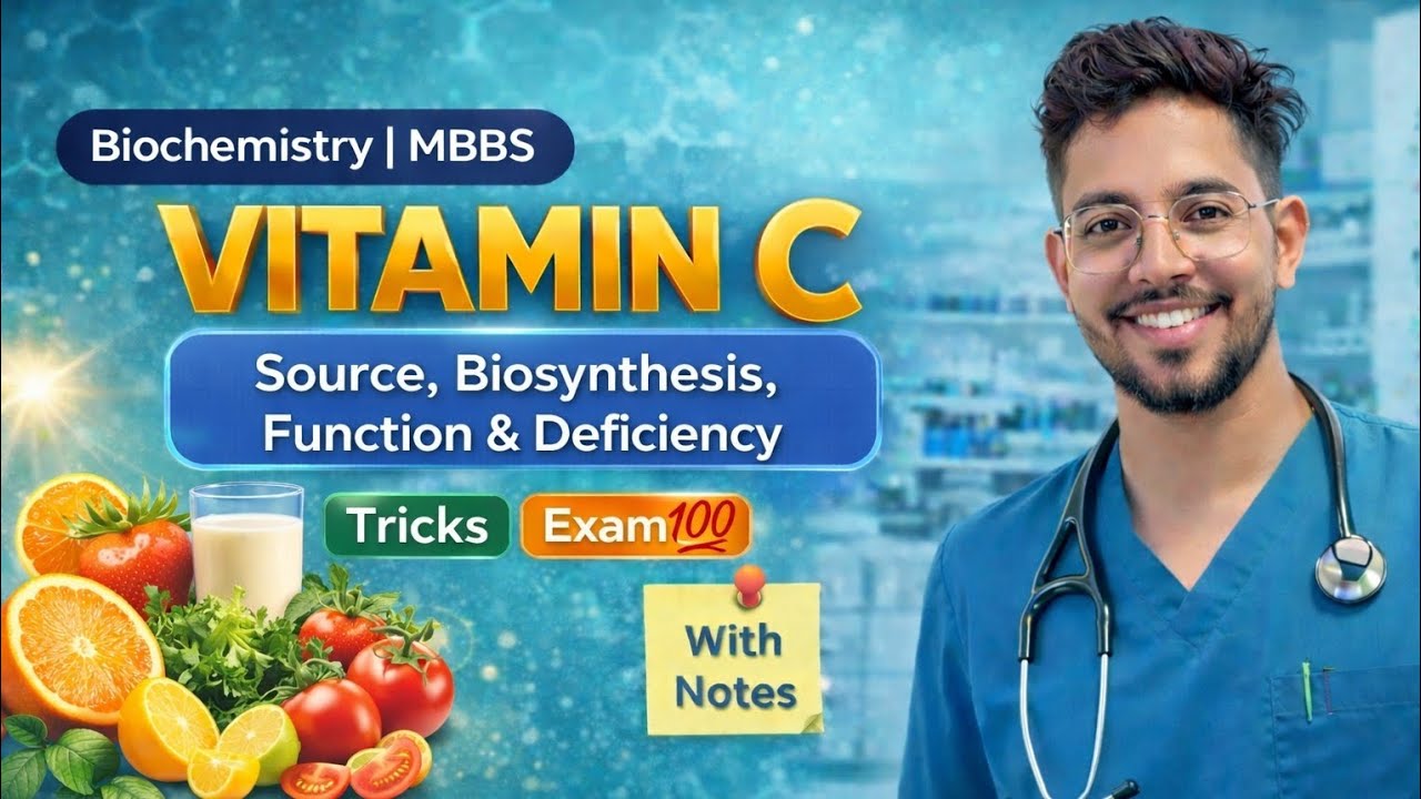 Vitamin C 🍊: Source, Biosynthesis, Functions & Scurvy | MBBS 1st Year | Biochemistry 