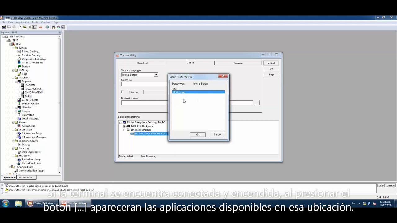 FactoryTalk View ME : Respaldar una aplicación *.MER de un PanelView