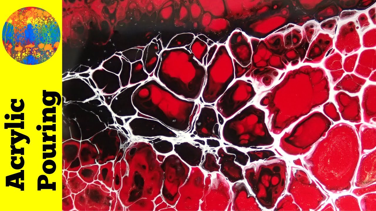 Channeling Casey's Swipes in Red, Black and White on a Ceramic Tile (Acrylic Pouring Techniques)