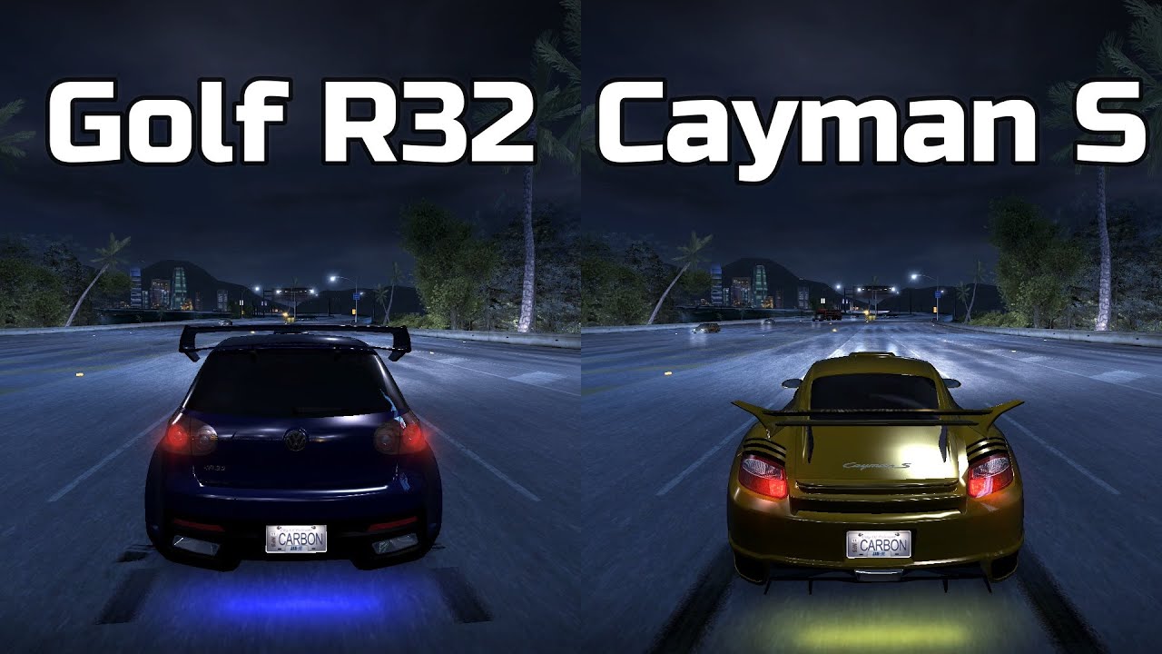 Volkswagen Golf R32 vs Porsche Cayman S - Need for Speed Carbon (Drag Race)