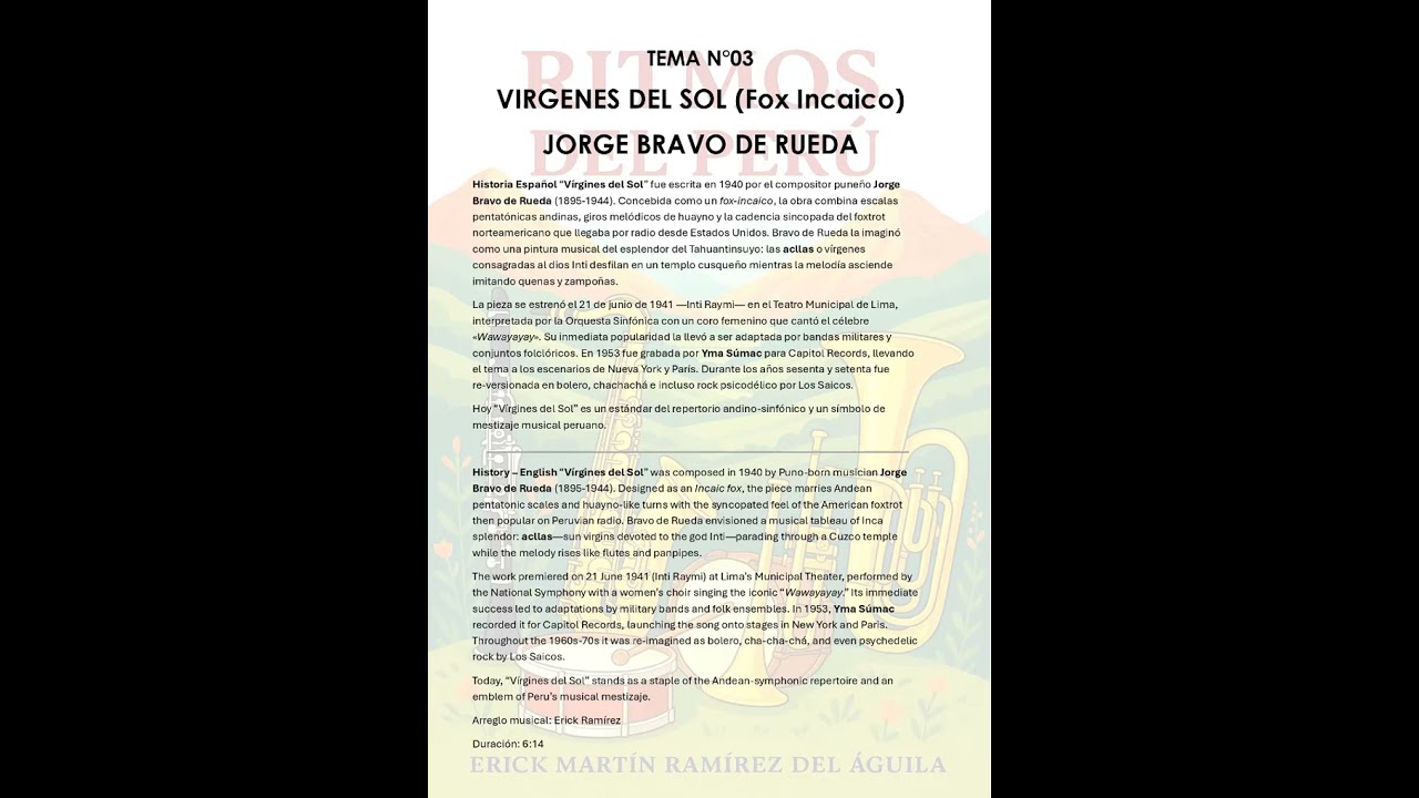 VIRGENES DEL SOL(FOX INCAICO) - JORGE BRAVO DE RUEDA