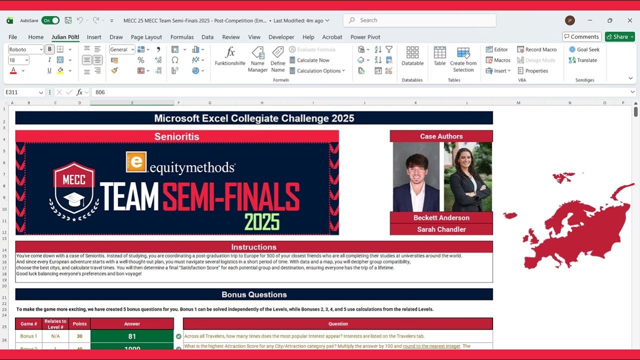Microsoft Excel Collegiate Challenge 2025 - Team Semi-Final - Senioritis