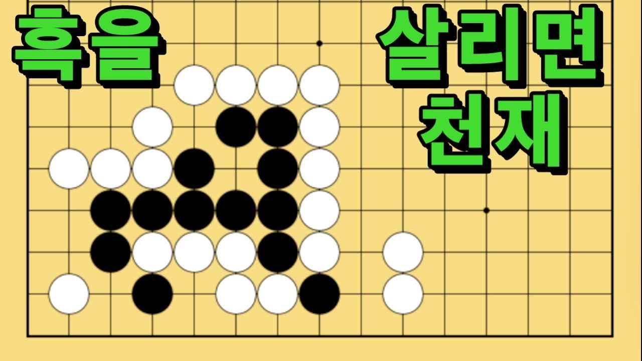 바둑 묘수 사활 - 핵펀치를 날리는 묘수가 있습니다. 흑을 살려보세요.