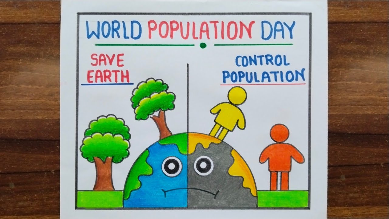 World Population Day Drawing Easy / World Population Day Poster Drawing / Population Control Drawing