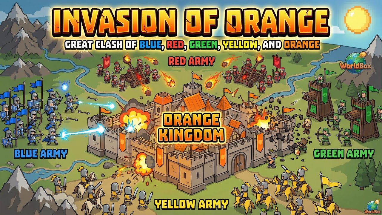 Invasion of Orange - Intense Clash of Blue,Red,Green,Yellow and Orange (Part 2)