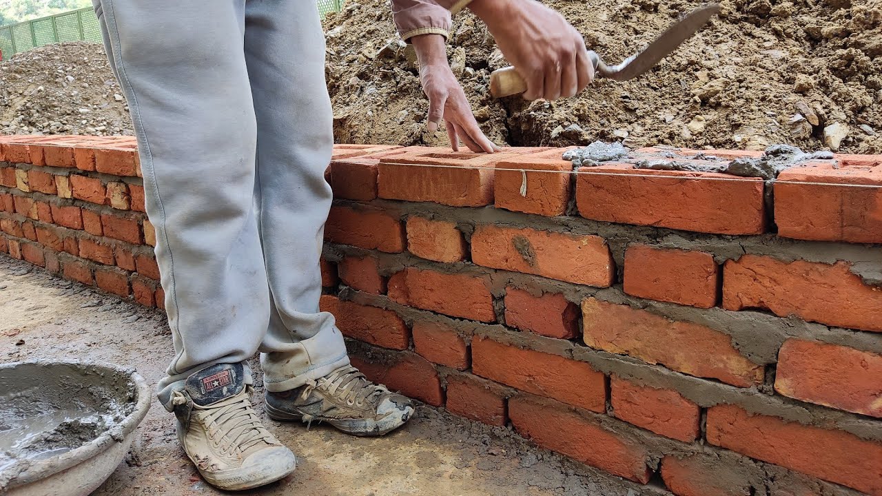 9ईच  ईट की दीवार बनाने का तरीका,  9inches bricks wall, making proses, #bricks #GSconstruction