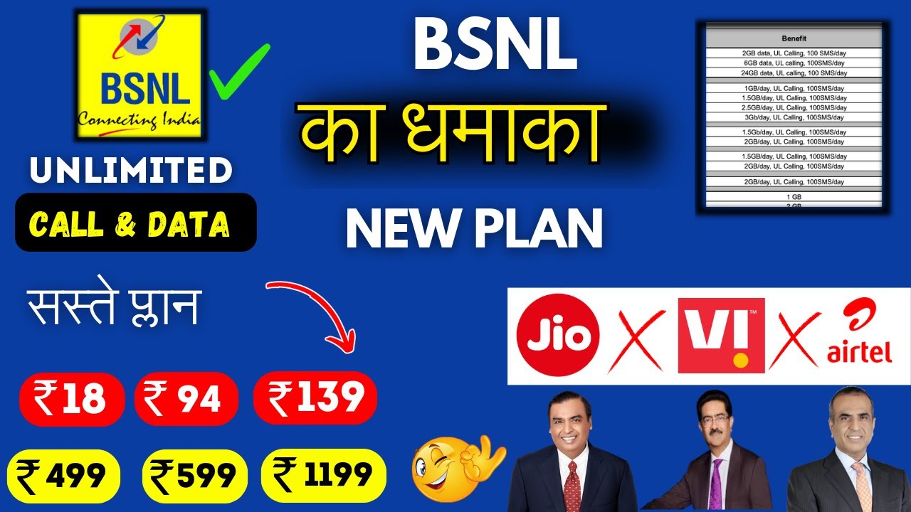 Jio Airtel Vi TATA BYE | BSNL New Plan 1year Free Unlimited Calls & Data | BSNL Recharge Plans 2024