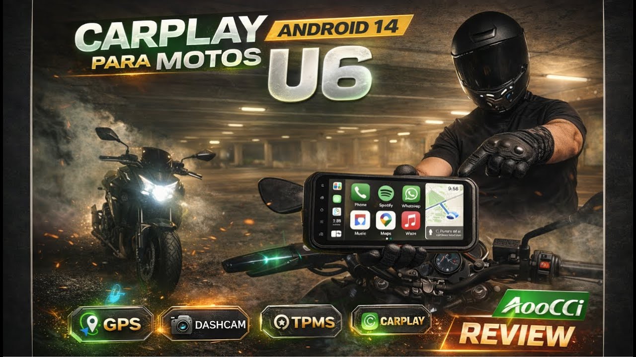 Aoocci U6 Carplay moto Android Auto para motos, full equip, Cámaras y Tpms Aoci