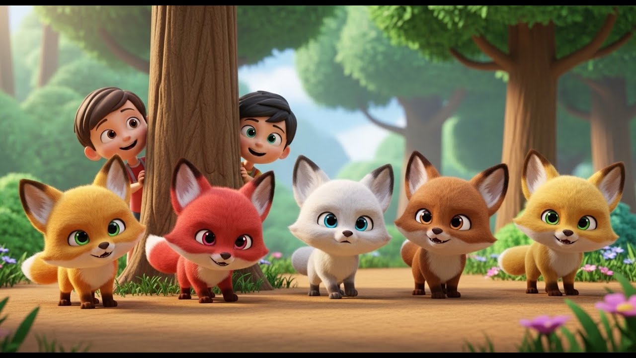 Cinco Pequeños Cachorros de Zorro se Escabullen | Canciones de Animales y Aventuras