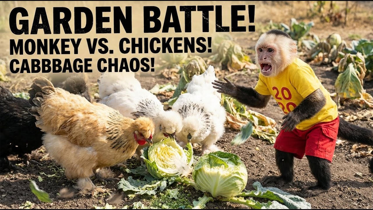 ZoZo Monkey vs The Chicken Army! Garden Defense Battle 🥬🥊