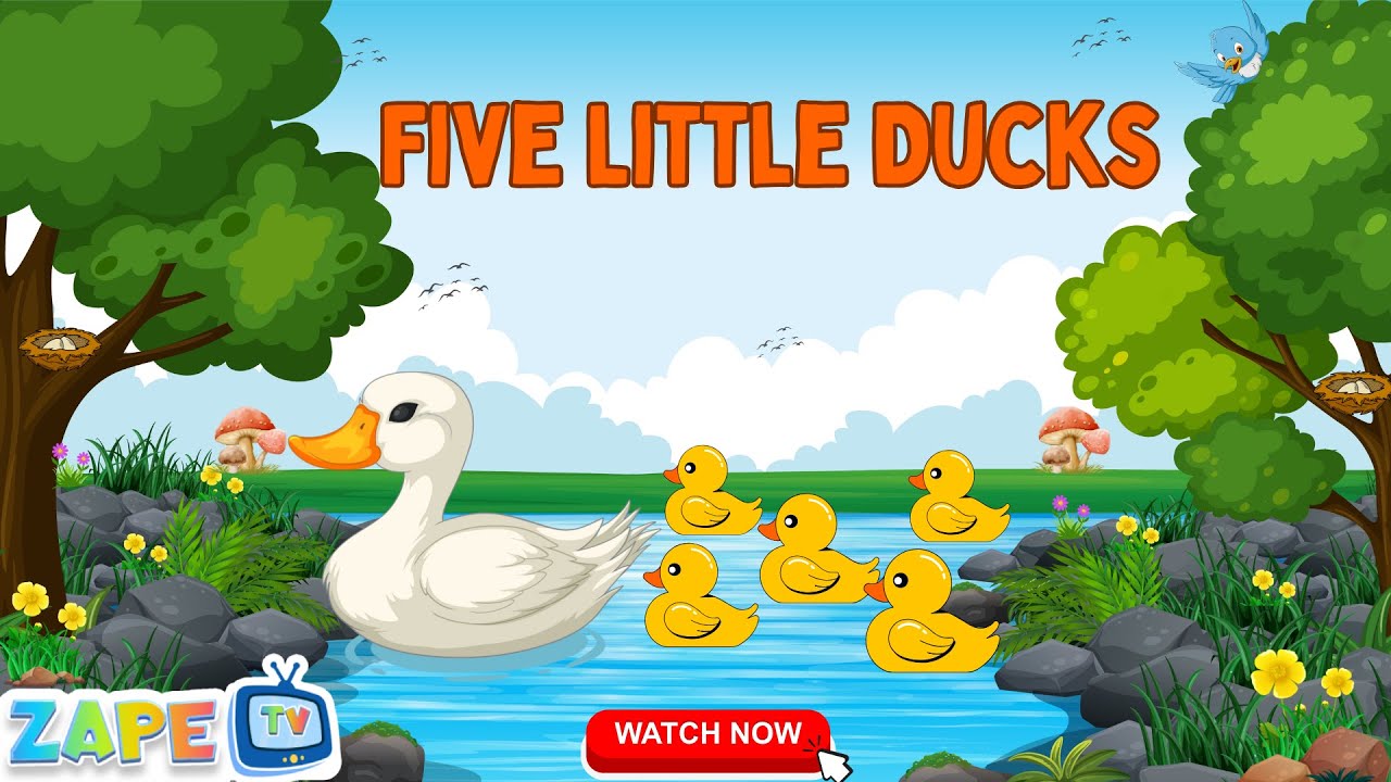 🦆 Five Little Ducks | Animated Nursery Rhyme with Visual Storytelling Zape |  🌙🎵 | Zape TV