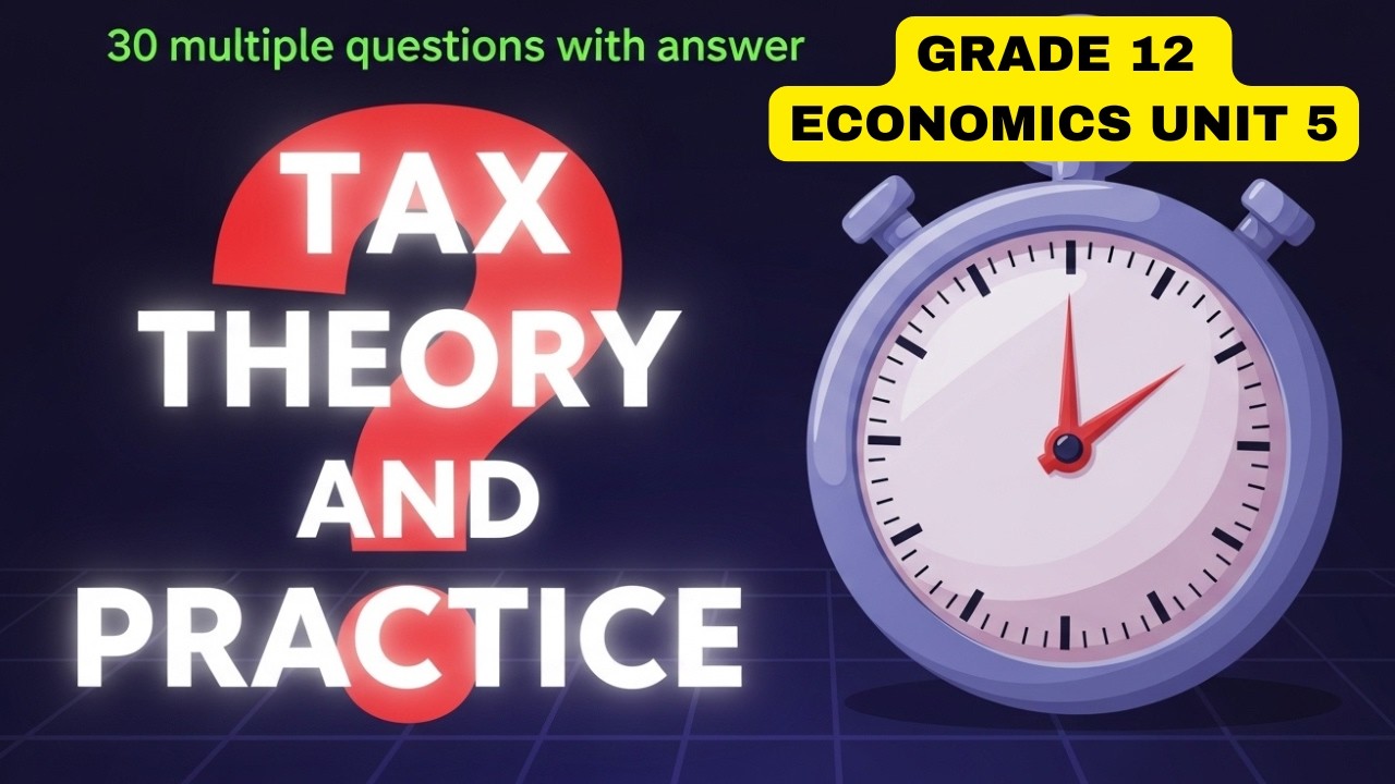 GRADE 12 ECONOMICS |UNIT 5 | 30 MULTIPLE CHOICE QUESTIONS WITH ANSWERS ON TAX THEORY & PRACTICE