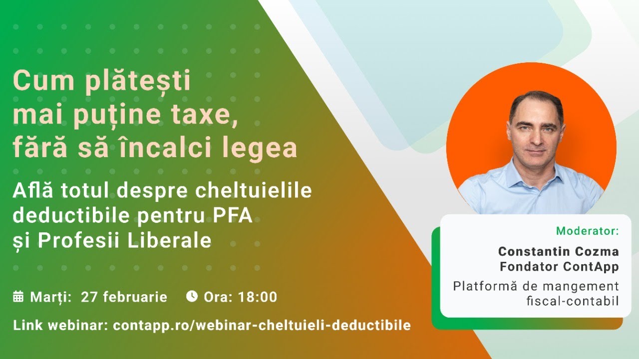 Webinar Cheltuieli Deductibile 2024 pentru PFA și Profesii Liberale