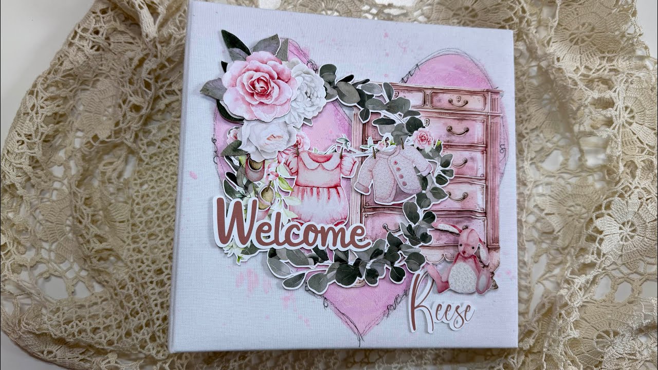 Project Share - Shabby Pink Baby Book Flip through