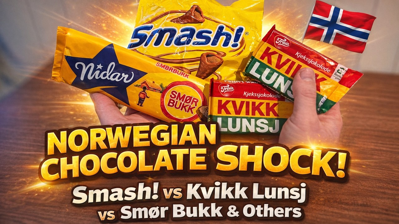 I Tried Norway's Most Addictive Chocolates Smash! Kvikk Lunsj & Nidar Favoritter Made Me Obsessed 🍫😍