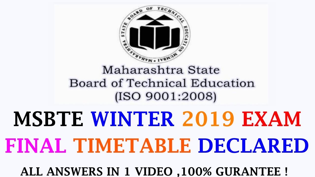 MSBTE Final Winter 2019 Exam Time Table Declared in Hindi