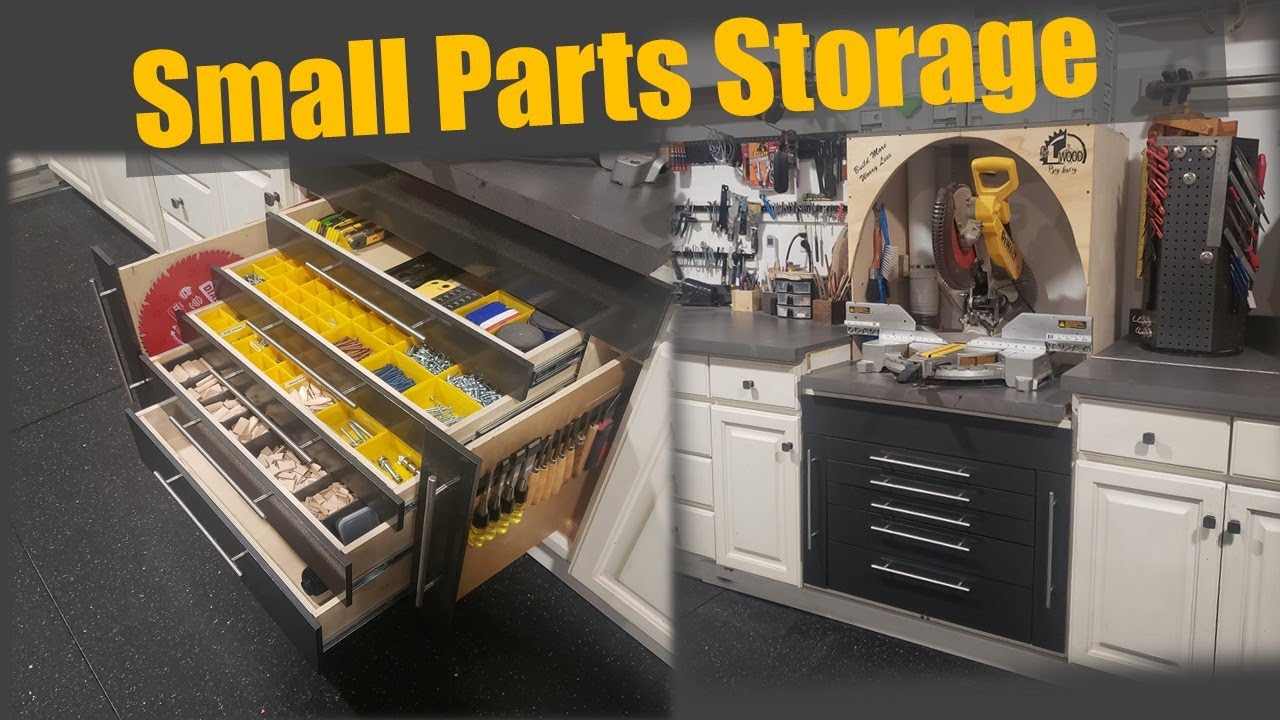 Small Parts Storage in Miter Saw Station. Shop Organization