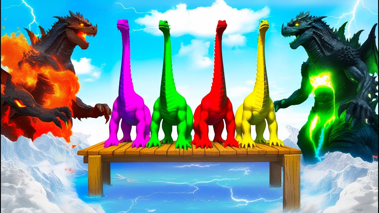 Jurassic World: All Colors T-rex Evolution vs Dinosaurs Fighting Evolution  of Godzilla in ARBS