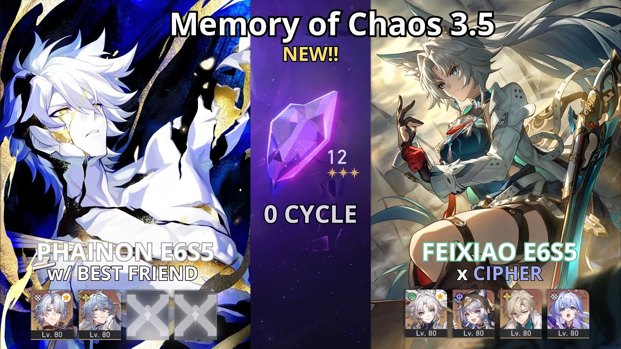 New MoC 12 | Phainon E6S5 Friend Team & Feixiao E6S5 x Chiper | v3.5 - 0 Cycle | Honkai: Star Rail