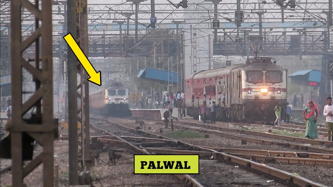 High Speed Overtake : Push Pull & Mumbai Rajdhani overtakes Mahakaushal Express at Palwal