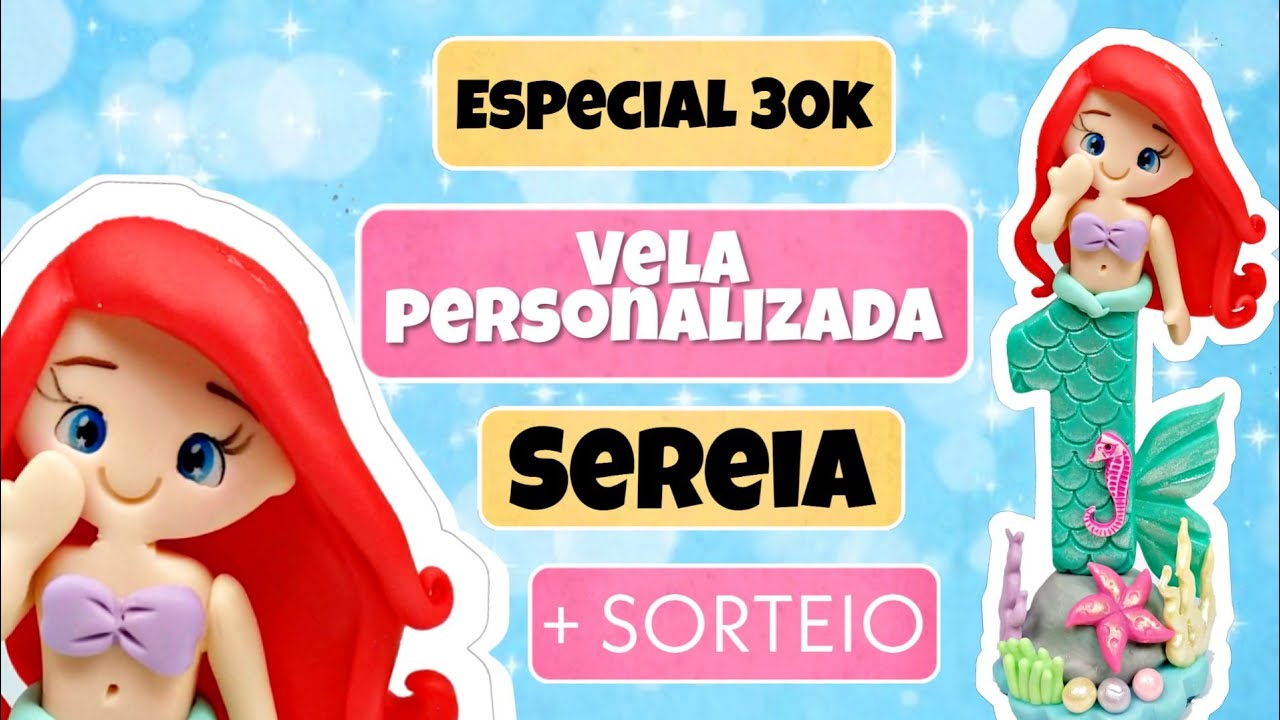 Vela sereia  em biscuit com os cortadores da BlueStar | Especial 30k | Pierre Marinho